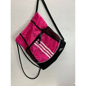 Adidas Pink Black Alliance II Sackpack‎ Drawstring Bag Backpack With Pockets